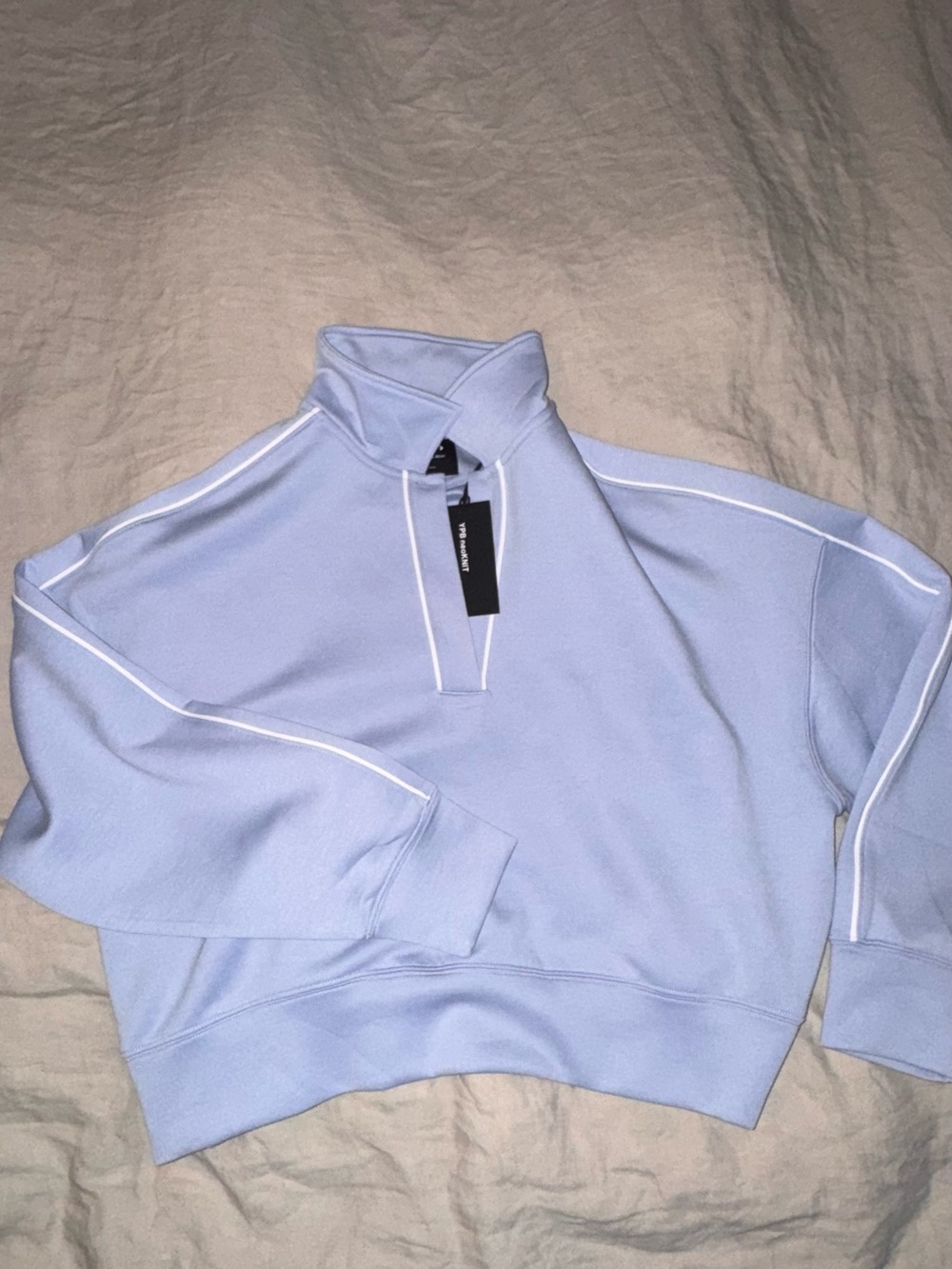 Abercrombie & Fitch Light Blue Funnel Neck Pullover with White Piping